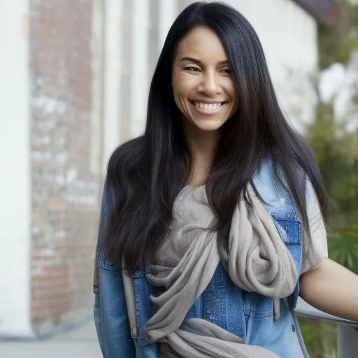 

A woman with long, shiny, healthy-looking hair, smiling and looking directly at the camera.