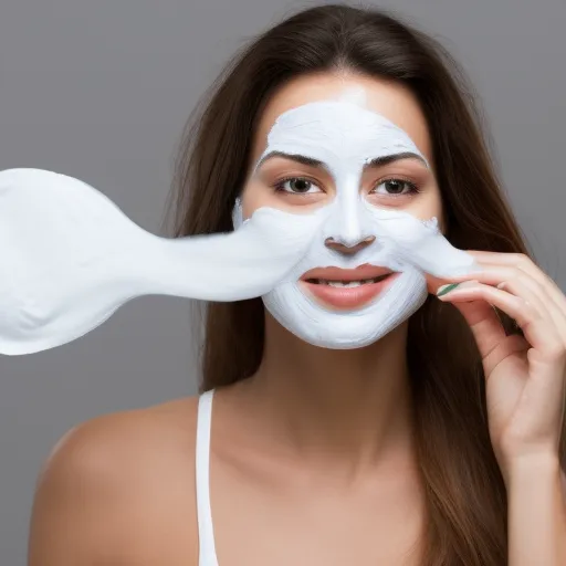 

A woman with long, healthy-looking hair wearing a facial mask made of cornstarch.