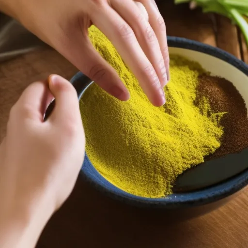 

A close-up of a woman's hands mixing ingredients in a bowl to make a homemade hair mask.