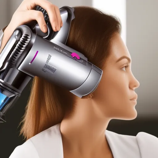 

Image of a woman using a Dyson hair dryer to style her hair.