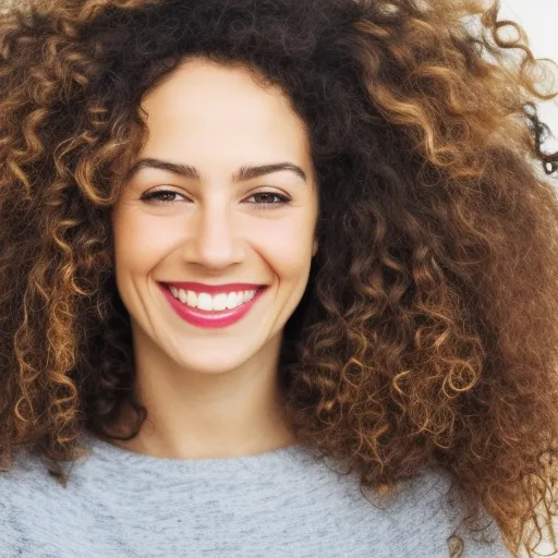 

A photo of a woman with curly hair smiling, showing off her beautiful, healthy curls.