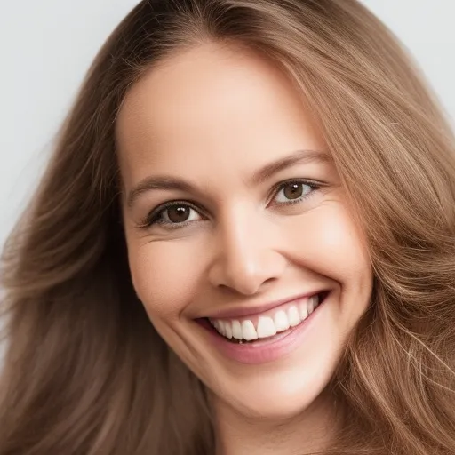 

A woman with long, shiny, healthy hair, smiling and looking into the camera.