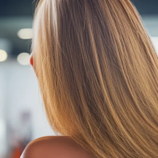 

A close-up of a woman's head with long, healthy-looking, fine hair, showing the results of proper hair care.