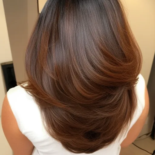 

A close-up of a woman's hair, freshly styled with a glossy finish, demonstrating the results of a tannin smoothing treatment.